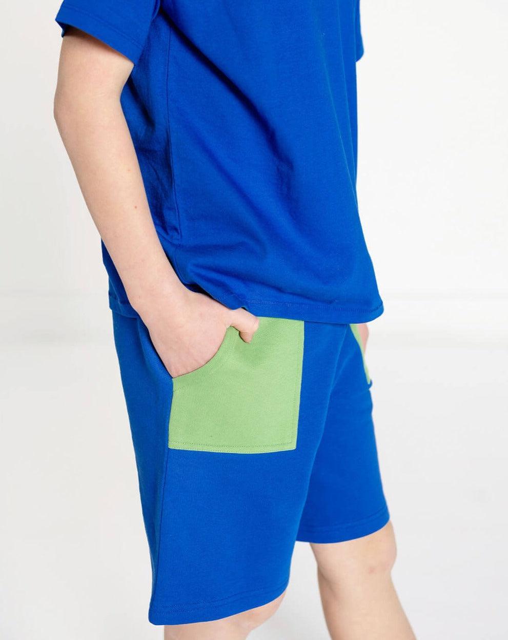 Color Block Blue Shorts