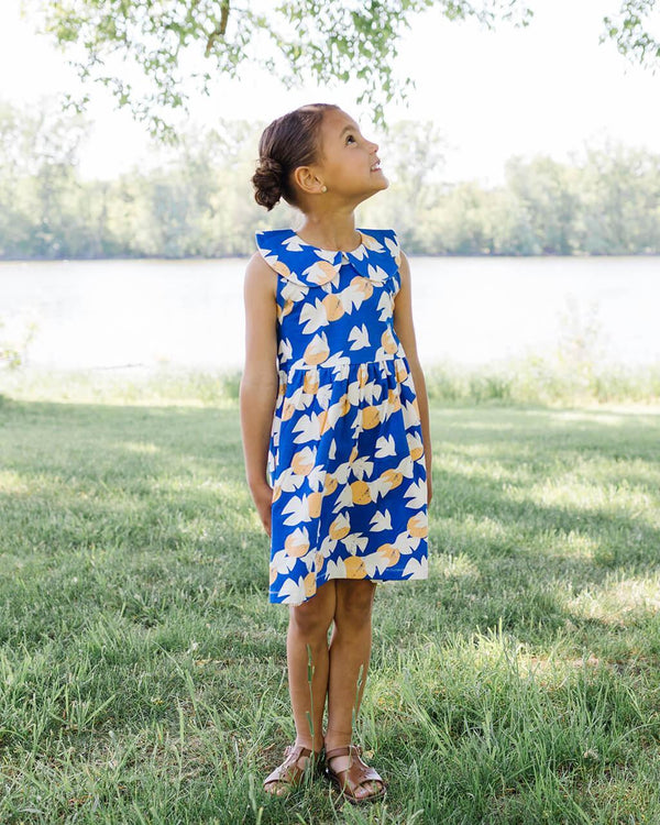 Robe Tank Bleu Maille Imprimé Poisson Sans Manches Longueur Genou Femme