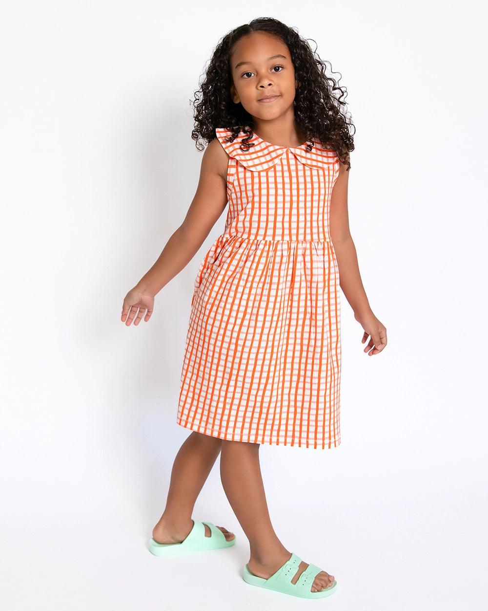 Girls' Organic Cotton Gingham Dress - Crann Organic