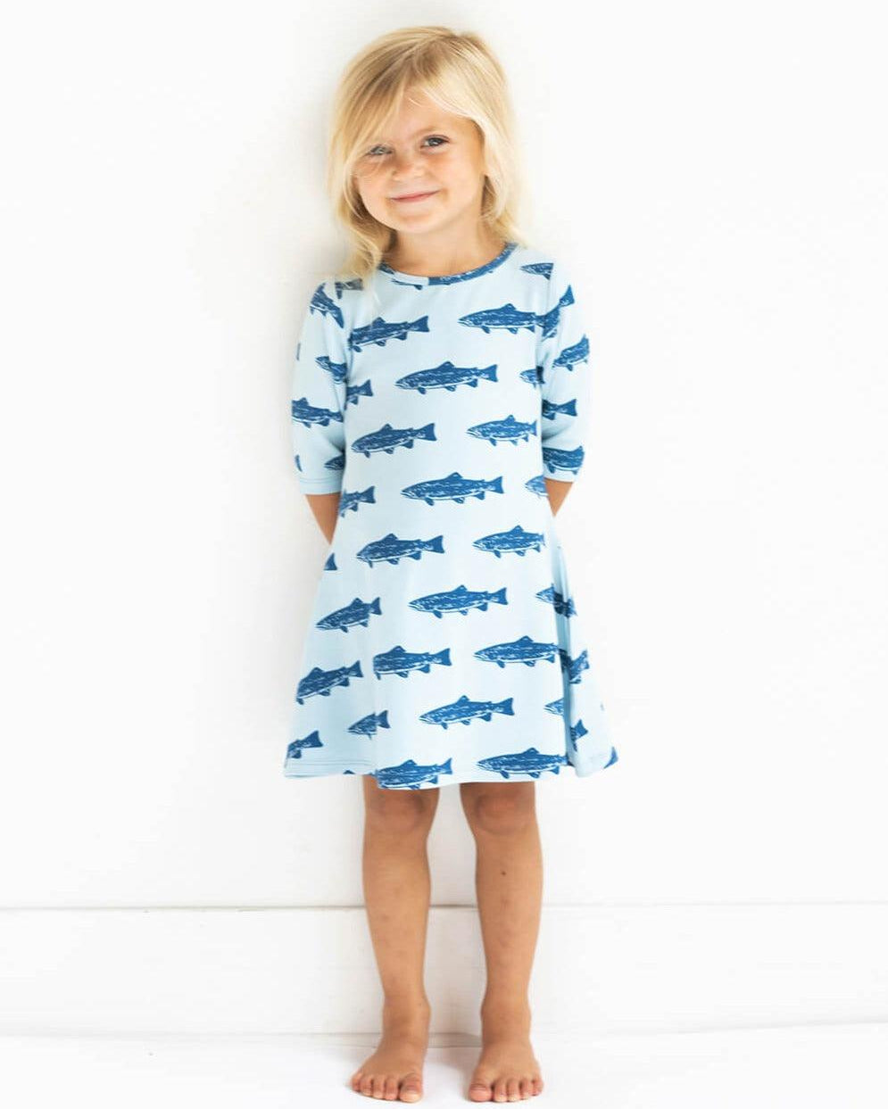 Girls' Blue Fish Dress