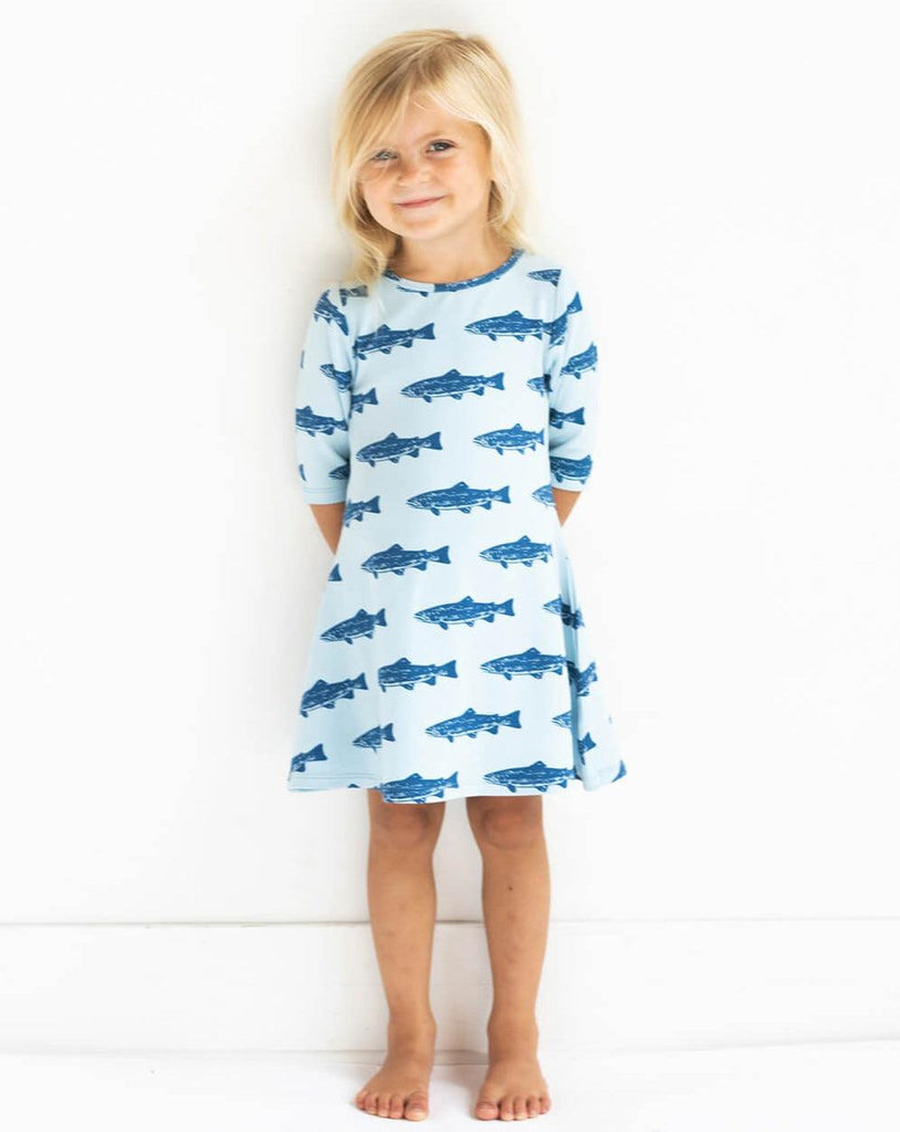 Girls' Blue Fish Dress