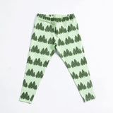 Girls Green Leggings with tree print