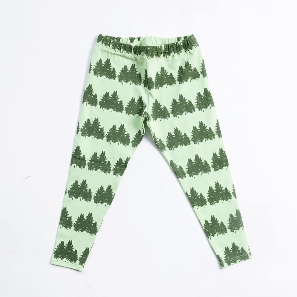 Girls Green Leggings with tree print