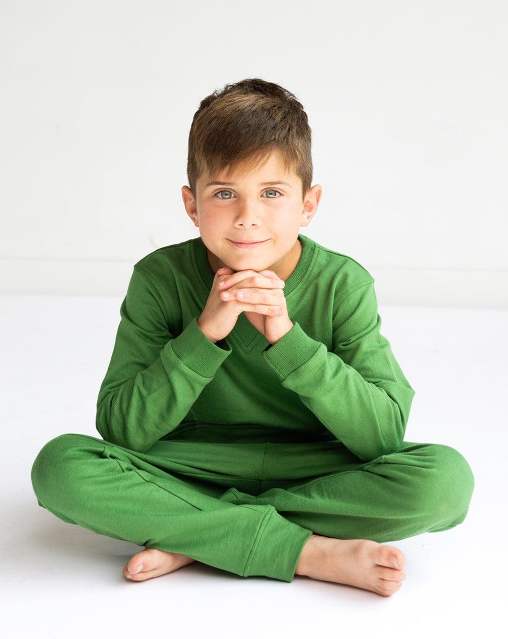 Kids' 100% Organic Cotton Green Sweatpants - Crann Organic